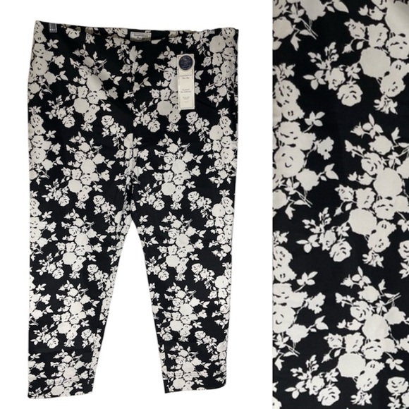 Charter Club Pants - NWT: CHARTER CLUB Black and White Floral Ankle Pants Side Zipper Size 14